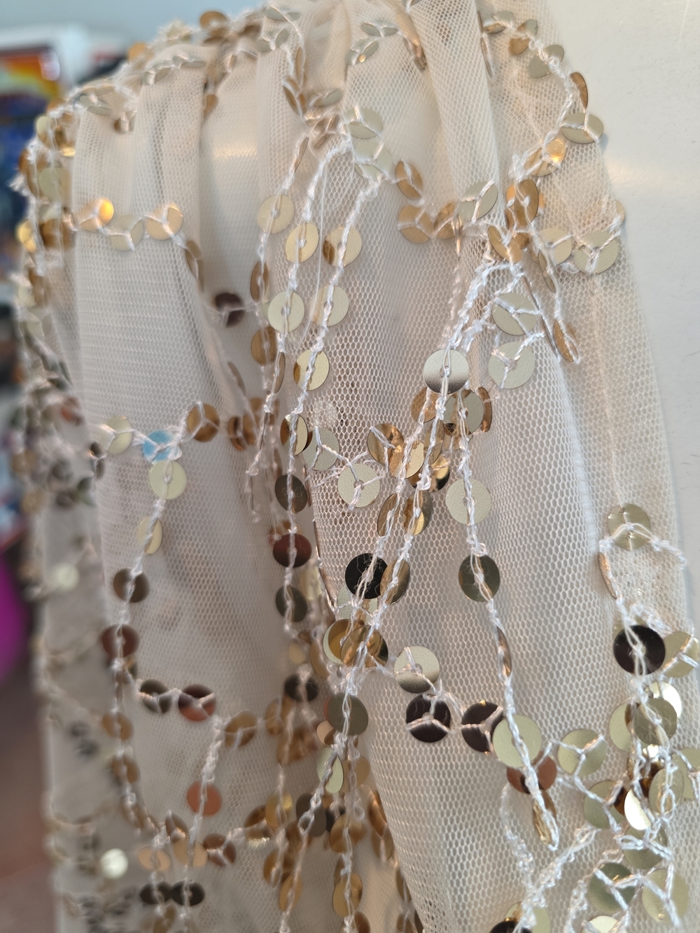 Oh Polly Champagne Sequin Tie-Front Shrug - Picture 7 of 11